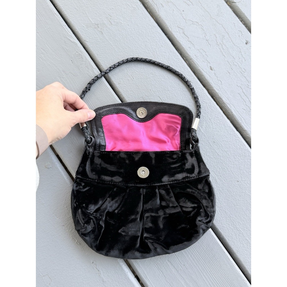 Charles David Black Velvet Dark Femme Evening Bag Whimsigoth Grunge Clutch Purse - Picture 3 of 11